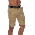 thumbnail image 1 of 9 Crowns Men's Flat Front Flamingo Palm Stretch Belted Casual Shorts (32, Khaki/Black), 1 of 2