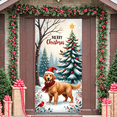 thumbnail image 6 of Decorative Design Christmas Banner with Red Car and Golden Retrievers for Holiday Celebration Winter Festive Event, 6 of 9