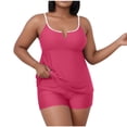 thumbnail image 2 of Hurxie Women's Swimsuit Tankini Tummy Control Bathing Suits Two Piece Full Coverage Plus Size Swim Suits with High Waisted Bottom Hot Pink ,3XL, 2 of 6
