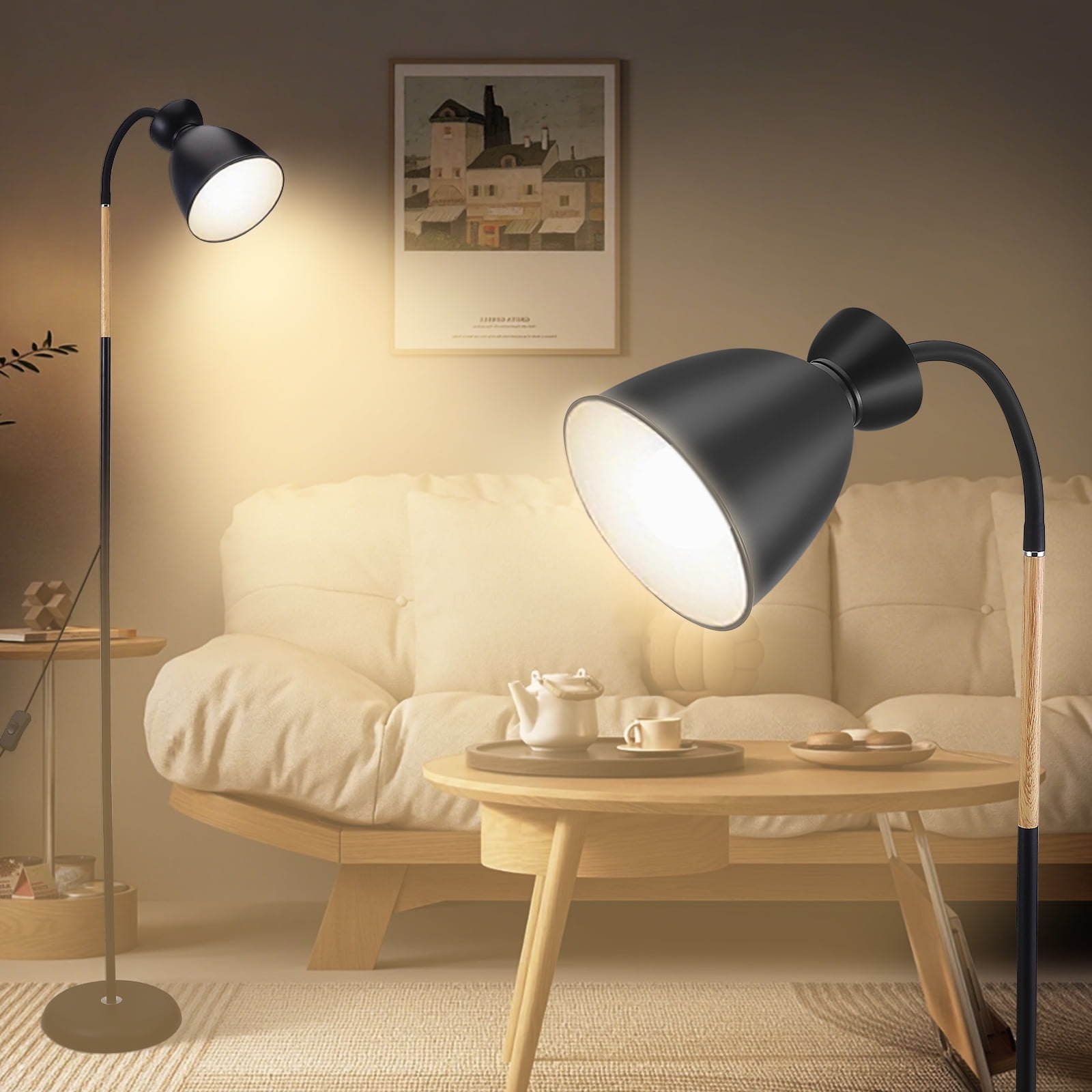 Doulami 61" Floor Lamp with Remote 3000-6000K Dimmable Led Lamp Brightness Ajustable Standing Lamps for Living Room, Bedroom, Bedroom, Office, Gaming, Party