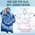 thumbnail image 4 of Oversized Wearable Blanket Hoodie,Blue White Tie Dye Spiral Pattern Sherpa Blanket Hoodie with Super Pockets,Super Warm Fuzzy Pullover for Women & Men, 4 of 6