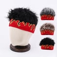 thumbnail image 3 of Jiibva Men Wig Hat, Fake Hair Hat for All Ages Flame Knitted Hat with Hair Attached Funny Short Hair Wig Headband Novelty Hat with Wig Spiked, 3 of 7