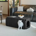thumbnail image 2 of Pusnapku 39" Coffee Table, Farmhouse Rustic Center Table with Holes and Anti-Collision Corners, Wooden Rectangle Accent Table, for Living Room, 2 of 9