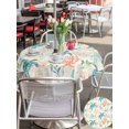 thumbnail image 5 of Outdoor Tablecloth with Umbrella Hole for Patio/Picnic/Party/Camping, Teal Red Coastal Waterproof Table Cloth Round Cover Washable, Retro Beach Nautical Sea Turtle Coral (Dia 54"), 5 of 8