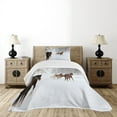 thumbnail image 4 of Ambesonne Winter Quilted Bedspread Set 2 Pcs, Horses in Snowy Forest, Twin Size, Brown White, 4 of 5