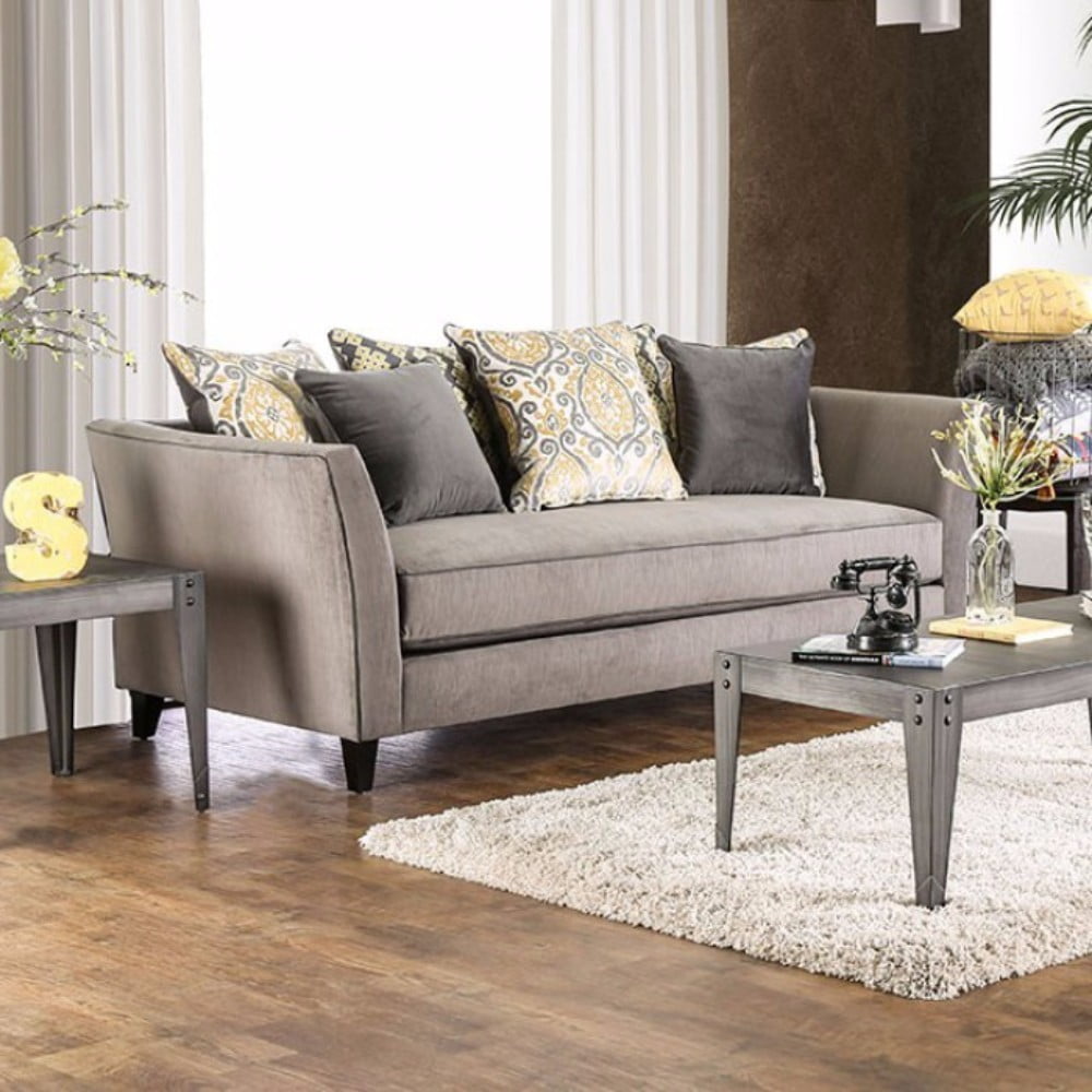 Cushiony Transitional Style Sofa, Gray