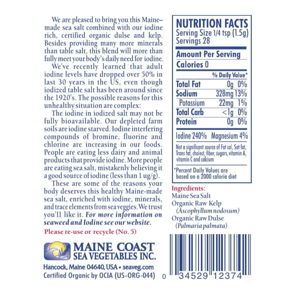 Maine Coast Sea Vegetables Organic Sea Seasonings Sea Salt with Sea Veg 1.5 oz Pack of 3