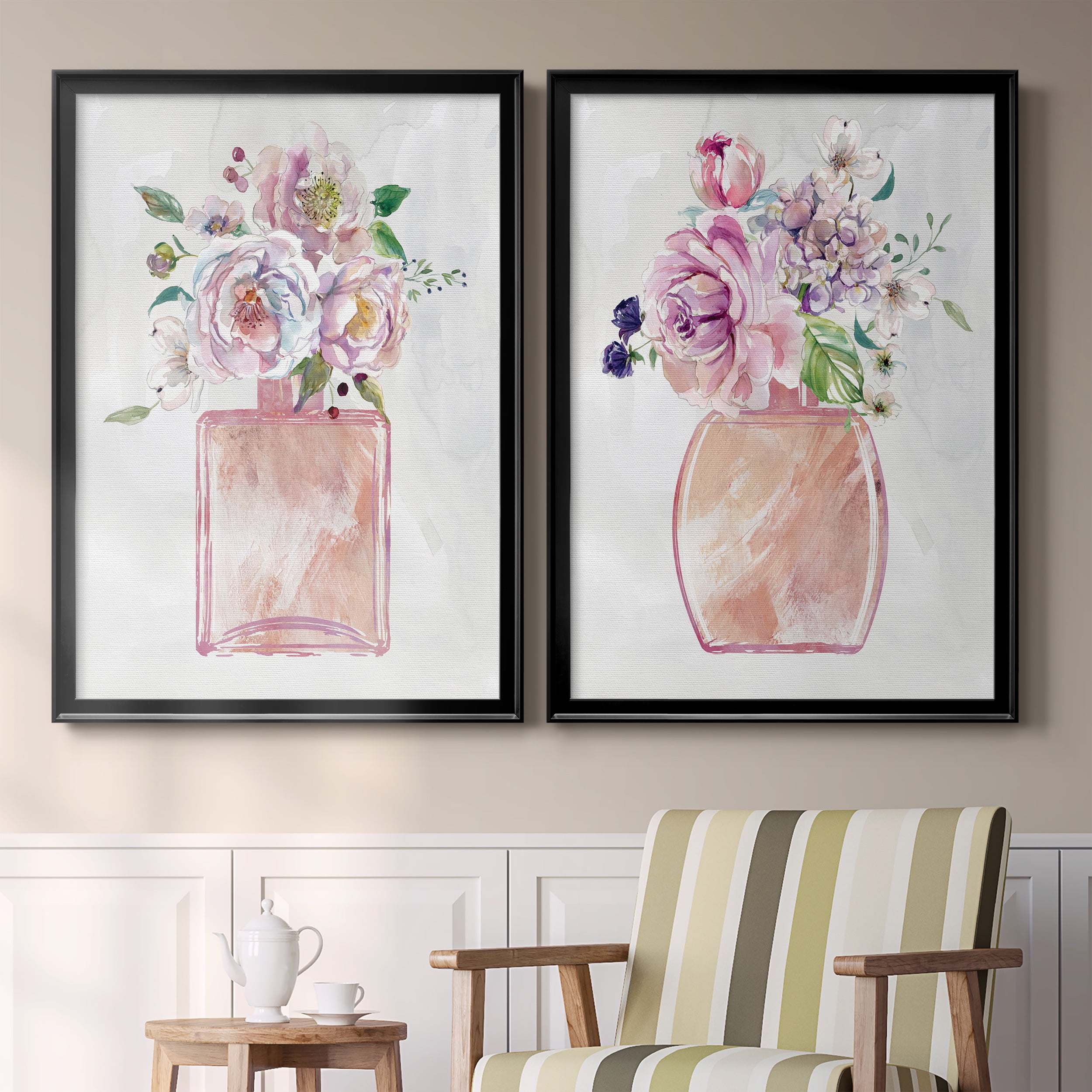 2 Piece Set Fragrance of Summer I Premium Framed Canvas - Ready to Hang - 26.5 x 36.5 Each - Black Frame