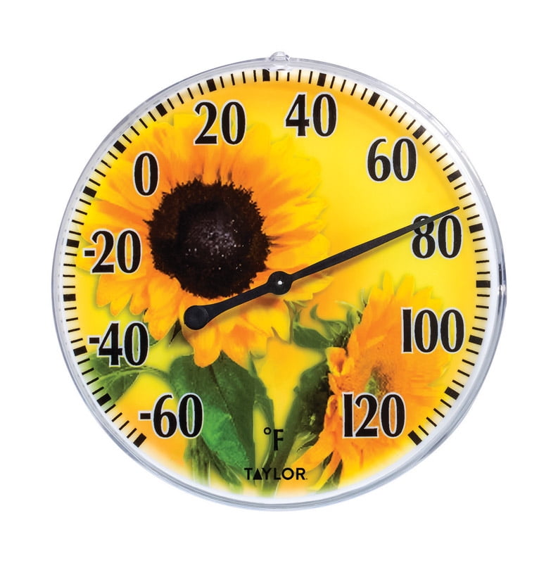 Taylor 5638 Outdoor Thermometer With Sunflower Inset,6-In. - Quantity 1