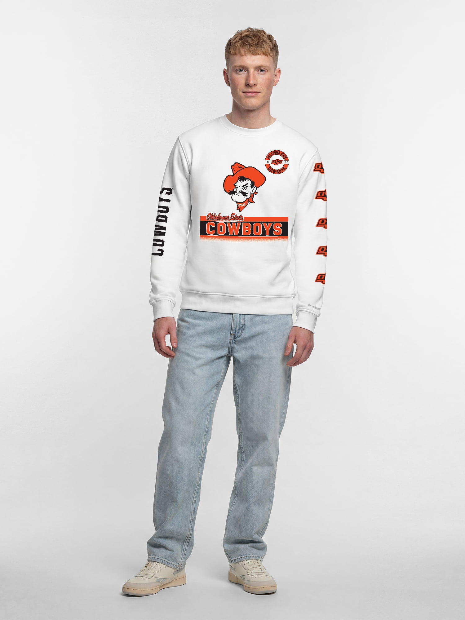 Oklahoma State Cowboys Reebok Mens White Crew Sweatshirt