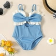 thumbnail image 2 of TAIAOJING Toddler Baby Girls Summer Swimsuits Sleeveless Blue Colour Green Ruffles Bikini Swimwear 9-12 Months, 2 of 6