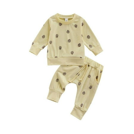 

ZHUASHUM Baby Girls Boys Print Autumn Long Sleeve Pants Set Clothes