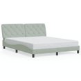 thumbnail image 1 of vidaXL Bed Frame with Headboard Light Grey 152x203 cm Velvet, 1 of 5