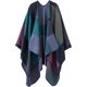 thumbnail image 1 of Abrigos de chales de manta para mujer, morado, suéter de cárdigan de gran tamaño con capa de poncho frontal abierto de invierno, 1 of 4