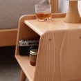 thumbnail image 3 of GZXS Mid-Century Modern Beechwood Nightstand with 2 Tiers Design, Rounded Corner Bedside Table with Open Storage for Bedroom or Small Spaces, Natural, 3 of 10