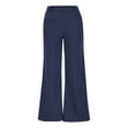 thumbnail image 4 of CQONEPT Women's Twill Chino Pants Lounge Baggy Wide Leg Pant Lightweight Button Fron Streetwear Trousers with Pocket Navy XL, 4 of 6