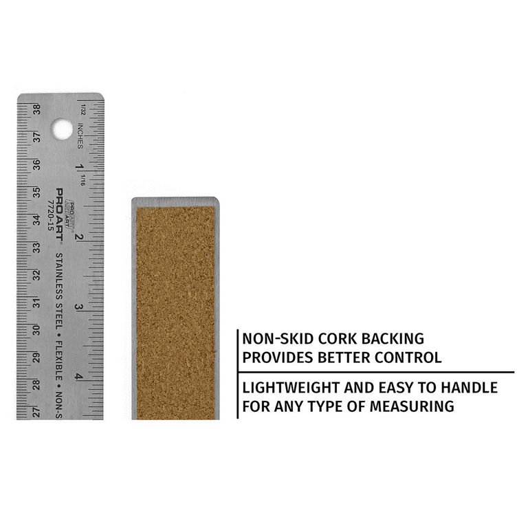Metal Ruler 3 Pieces Stainless Steel Ruler With Cork Backing Non