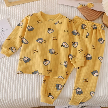 

lmcalzta Baby Pajamas Unisex Toddler Long Sleeve Tops and Stretch Waist Pants Comfy Soft Cotton Fall Casual Outfit