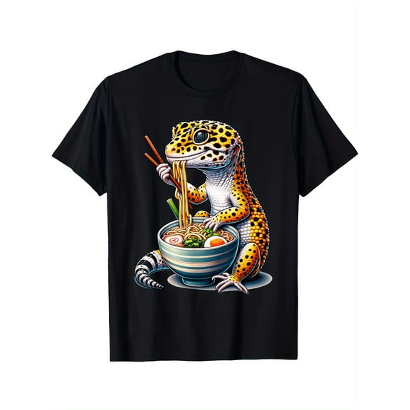 Leopard Gecko Ramen Graphic T Shirt Funny Animal Tee