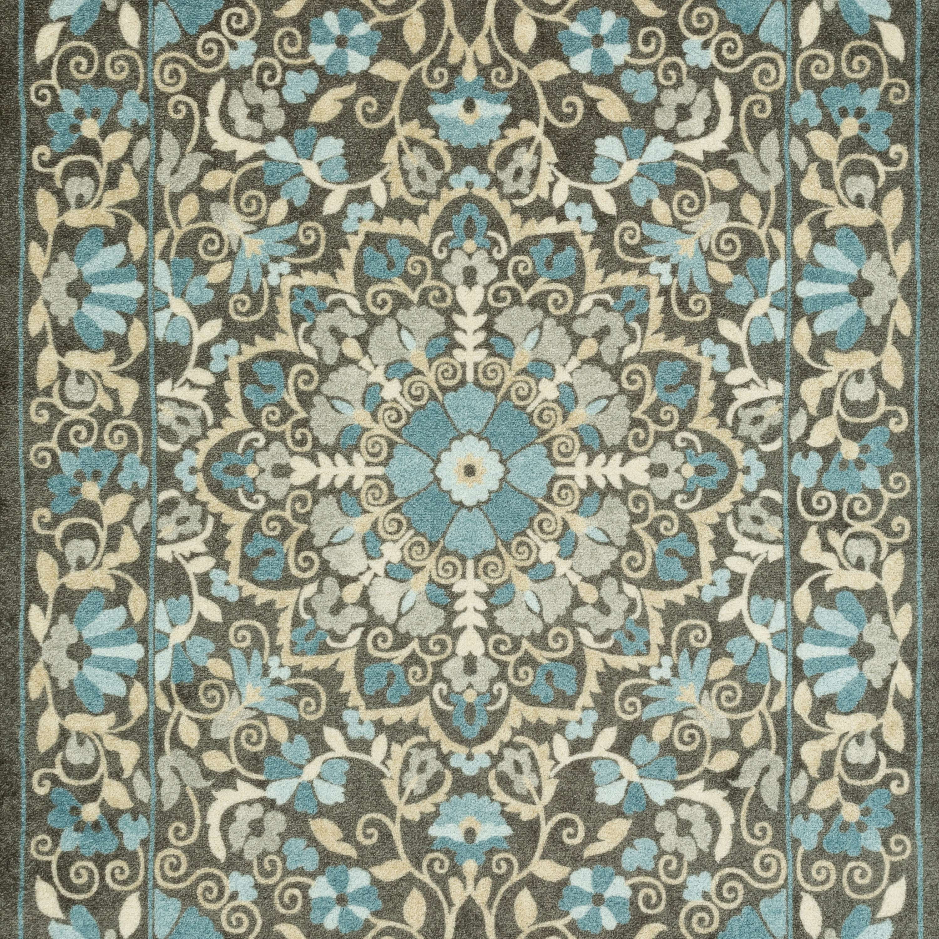 (2 pack) Mainstays Bright Persian Medallion Gray Blue Indoor Area Rug, 4'x5'4"