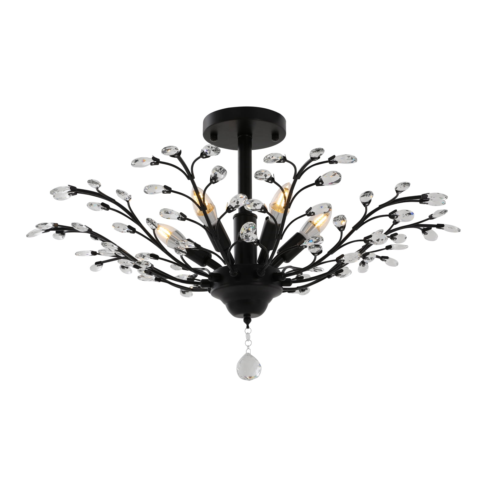 Dwellnix Vintage Crystal Chandelier Branches Ceiling Light Pendant Lamp Fixture 5 Light