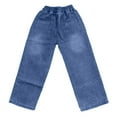 thumbnail image 7 of SonxaHe Little Boy's Jeans Fleece Warm Thick Elastic Waist Wide Leg Denim Pants Children Loose Athletic Jeans Blue,Sized 7-8, 7 of 7