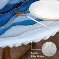 thumbnail image 4 of Blue Round Fitted Table Cover Gradient Ripple Abstract Waterproof Table Cloth with Elastic Edge Wipeable Tablecloth for Picnic Camping Party Fits 36"-44" Diameter, 4 of 8