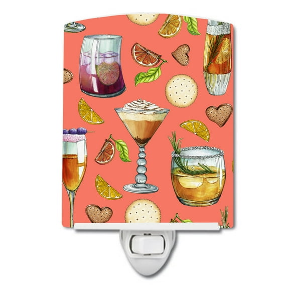 Drinks and Cocktails Salmon Ceramic Night Light