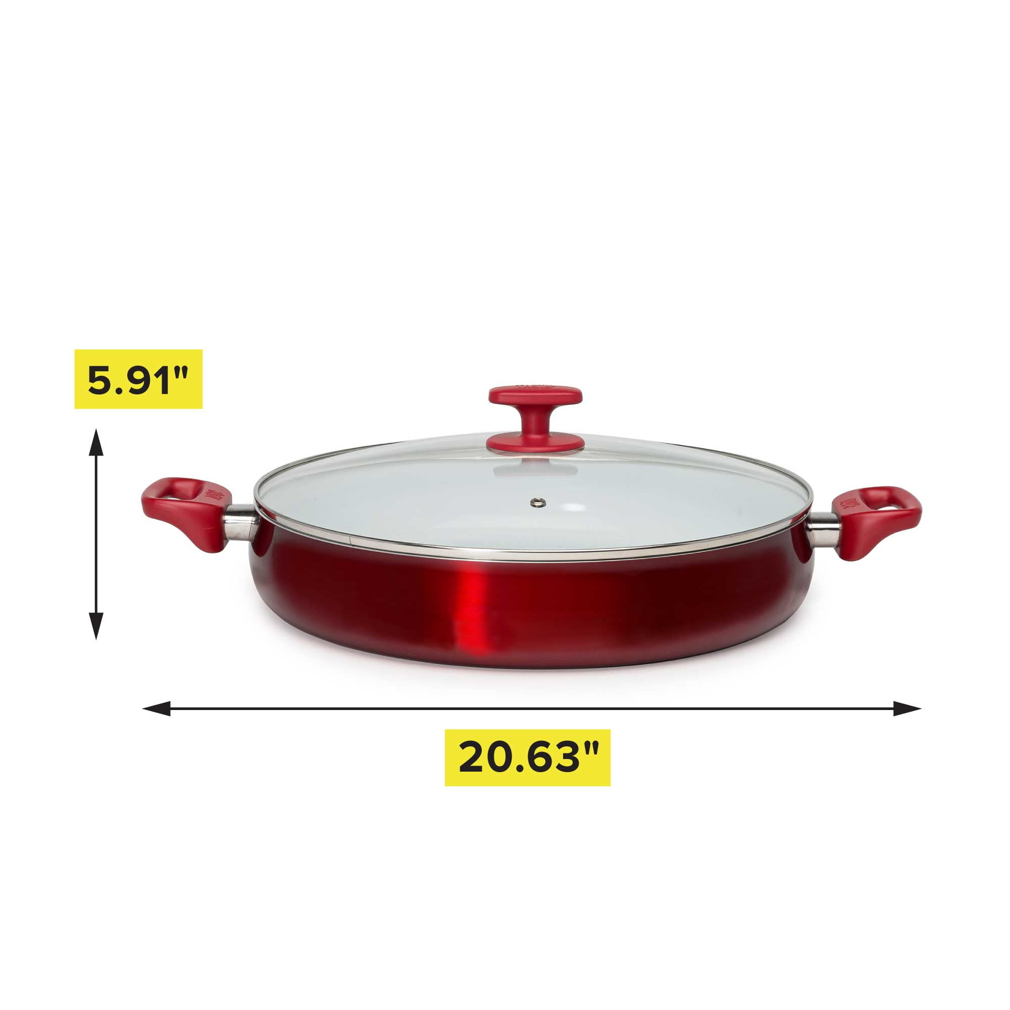 Tasty Carbon Steel Non-Stick Stir Fry Pan/Wok, 14 inch, Red
