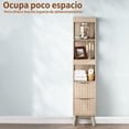 thumbnail image 3 of VERDALAY Armario de baño de pie Armario estrecho para almacenamiento Estante de baño para montar en el suelo Organizador de madera con 2 armarios pequeños 3 estantes abiertos Armario lateral, 3 of 10