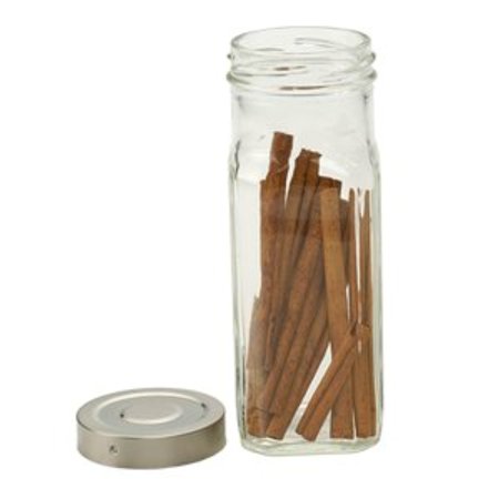 - RSVP Large Square Glass Spice Bottle - Clear