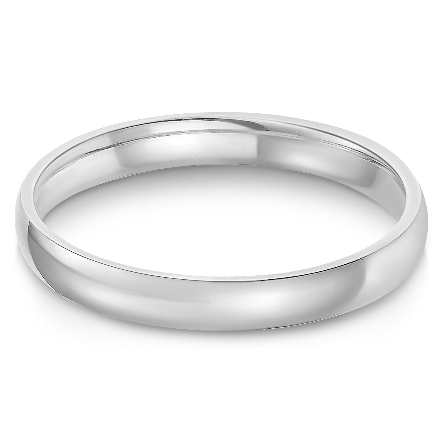 Ioka - 14k Solid White Gold 3mm Plain Comfort Fit Wedding Band - size 5