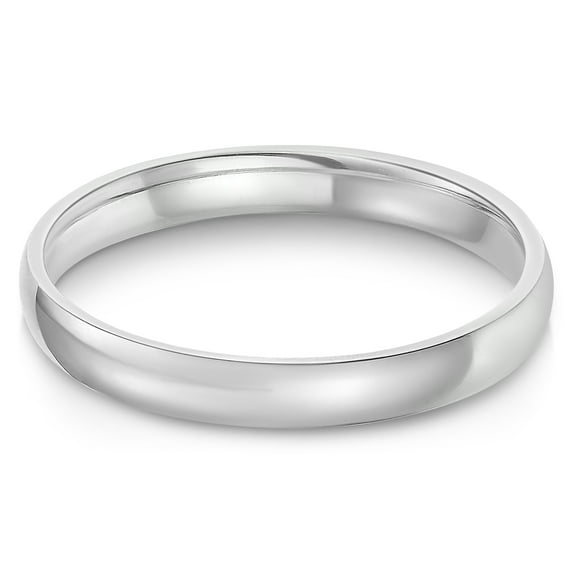 Ioka - 14k Solid White Gold 3mm Plain Comfort Fit Wedding Band - size 6.5