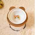 thumbnail image 3 of Nuevo cuenco de alta gama para mascotas, estante de bambú, cuencos de cerámica para comer y beber para perros y gatos, accesorios para comederos de mascotas, productos para mascotas, 3 of 5