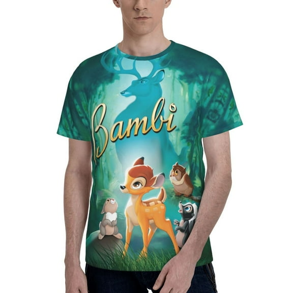 Bambi Men's T Shirts Cartoon Graphic Short Sleeve Tees Novelty Casual Unisex Adults Tee Shirt Tops