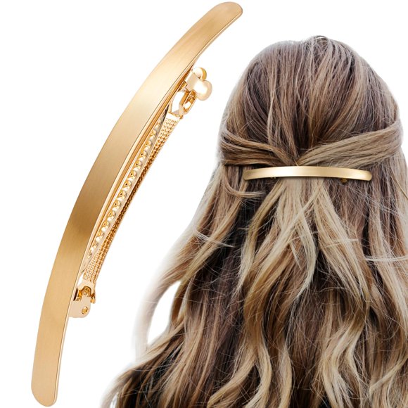 Hinzic-pasador de pelo dorado de 4 pulgadas, Clip grande para el pelo, Metal, boda francesa, graduación, accesorios elegantes para el cabello para mujer, pelo largo y grueso