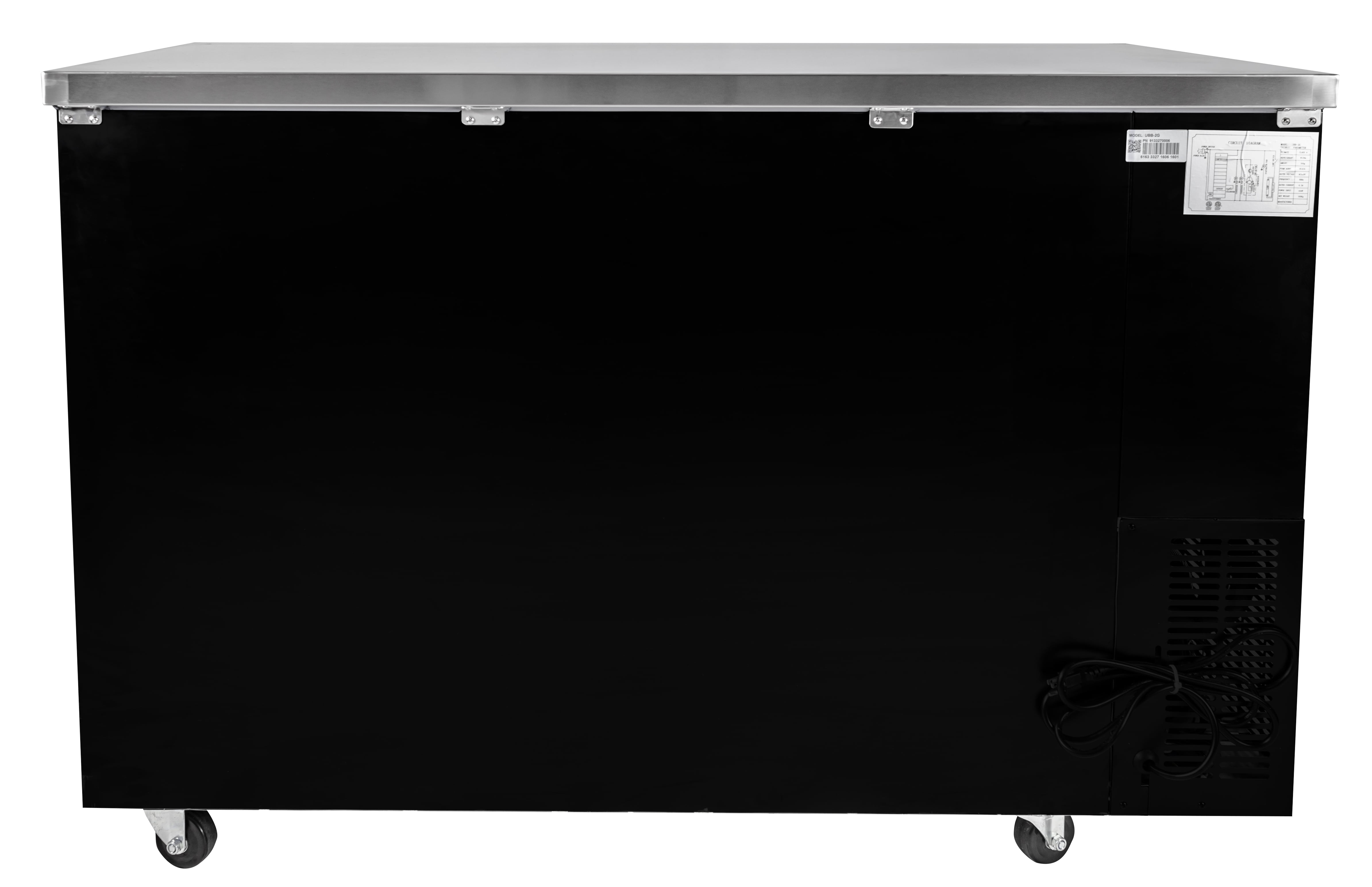 Heavy Duty Commercial Black Back Bar Cooler with 2 Glass Doors (24" depth 60" length)