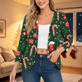 thumbnail image 3 of EANJE Women Christmas Graphic Open Front Cardigan, 3/4 Sleeve Loose Lightweight Shrug, Casual Printed Thin Knit Layering Top Green L, 3 of 6