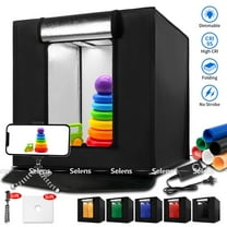 PULUZ 24" Large LED Photo Light Box Tent Folding Photography Studio 6 Backdrop