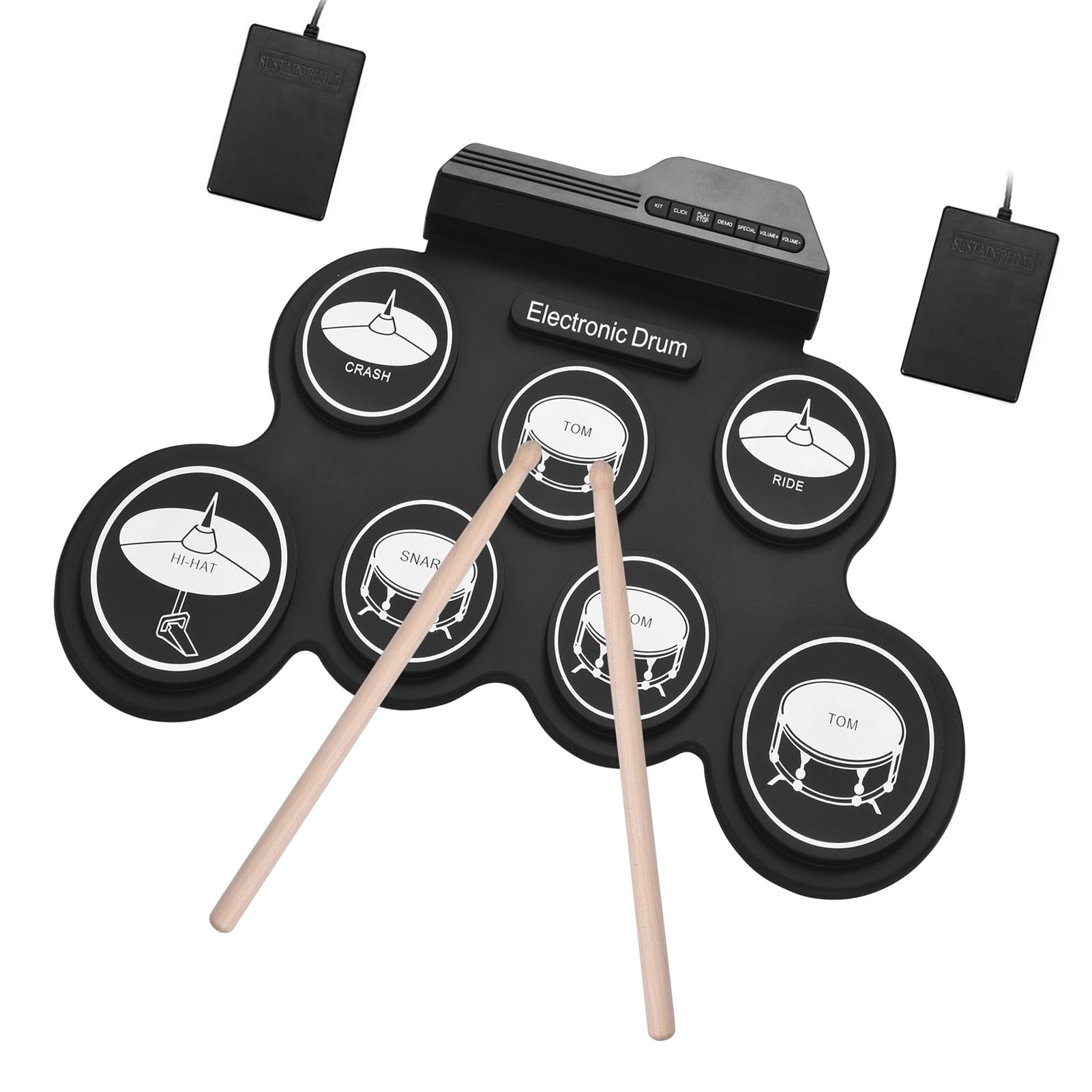 Nishore Electronic Drum,Drum Pads With Set Drum Kit Usb Roll- Silicon Roll- Silicon Drum Pedals Children Kids Pads With Drumsticks Silicon Drum Set Size Usb Roll- With Drumsticks Pedals Wotao