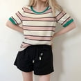 thumbnail image 2 of DHFJKG Womens Tops Striped Color Block Short Sleeve T Shirts Crewneck Casual Loose Fit Basic Tee Shirt Summer Stylish Tops, 2 of 8