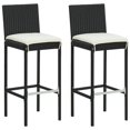 thumbnail image 2 of vidaXL 3 Piece Garden Bar Set with Cushions Black Poly Rattan, 2 of 4