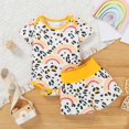 thumbnail image 5 of Gibobby Mameluco niña Traje de pantalones para niñas pequeñas Manga corta Cuello redondo Estampado de leopardo Tops Pantalones cortos de verano(Amarillo, 6-9 Meses), 5 of 5