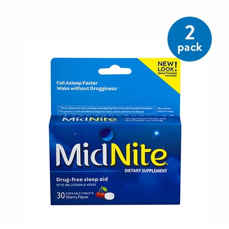 (2 Pack) MidNite Drug-Free Sleep Aid Cherry Flavor - 30