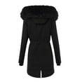thumbnail image 3 of LEBONYARD Womens Coats Plus Size,Womens Ladies Warm Jacket Winter Solid Turn Coat Hooded Collar Lambswoo Outerwear Black S, 3 of 3