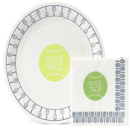 Tennis Celebration Set - 12 Vibrant Paper Plates and Napkins for Your Tennis Themed Party, Perfect for Game Day Gatherings and Fun Outdoor Events.