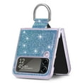 thumbnail image 4 of Funda para Samsung Galaxy Z Flip 4, funda Samsung Z Flip4 5G, purpurina delgada, protección a prueba de golpes, híbrido, PC duro, suave TPU, protección contra caídas, funda para niña, mujer, niño, diseño azul JM, 4 of 5