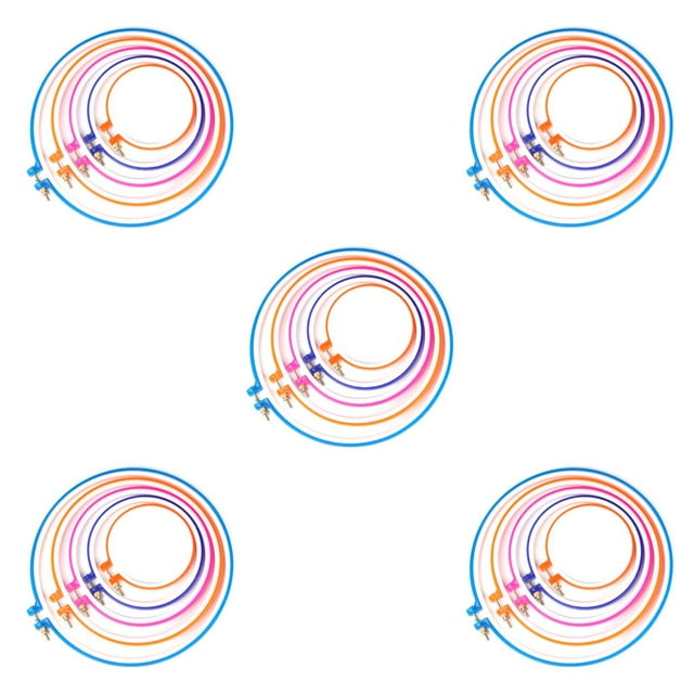 jesticaly Plastic Embroidery Sugar Color Embroidery Hoops Circle Cross Stitch Ring Tools 20cm 1pcs 5Set