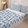 thumbnail image 3 of Erosebridal Gentle Daisy Flower Pattern Zipper Full Size Comforter Sets with Fitted Sheet and 2 Pillowcases,Checker Square Print Zipper Bedding Set,Dusty Blue White,Reversible, 3 of 6