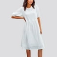 thumbnail image 6 of Kmdttou Women's Short Sleeve Loose Plain Dresses Fashion Women Summer High Waist Casual Solid Round-Neck Short Sleeve Mini Dress, 6 of 8